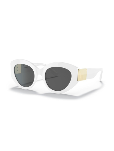 Shop Burberry Eyewear Sophia Logo-plaque Sunglasses In White