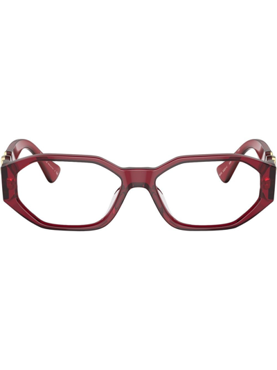 Shop Versace Medusa Plaque Optical Glasses In Red