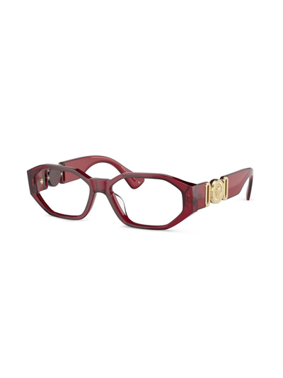 Shop Versace Medusa Plaque Optical Glasses In Red