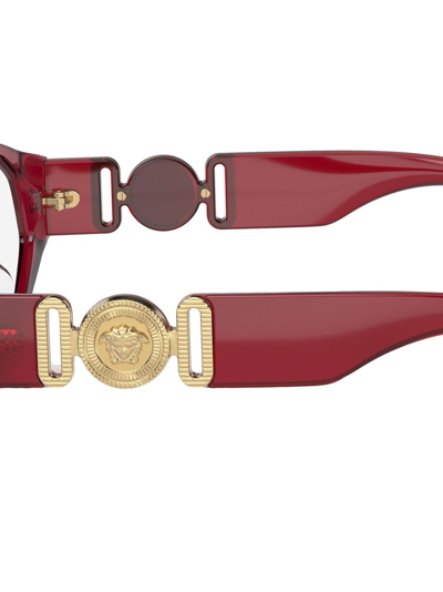 Shop Versace Medusa Plaque Optical Glasses In Red