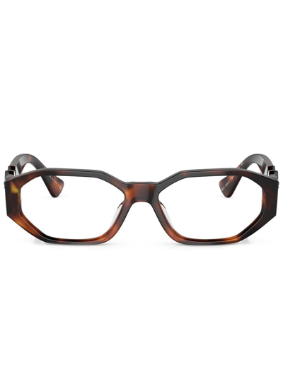 Shop Versace Medusa Plaque Optical Glasses In Brown