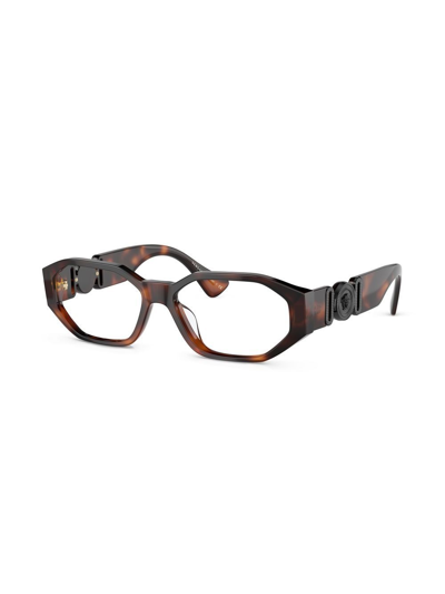Shop Versace Medusa Plaque Optical Glasses In Brown