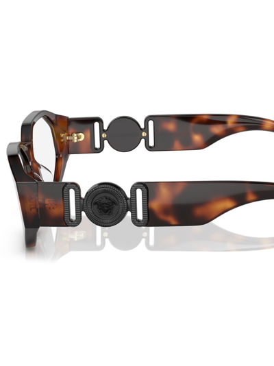 Shop Versace Medusa Plaque Optical Glasses In Brown