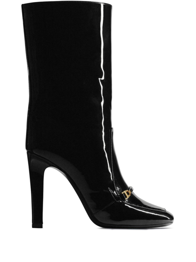 Shop Saint Laurent Lala Square-toe Boots In Black