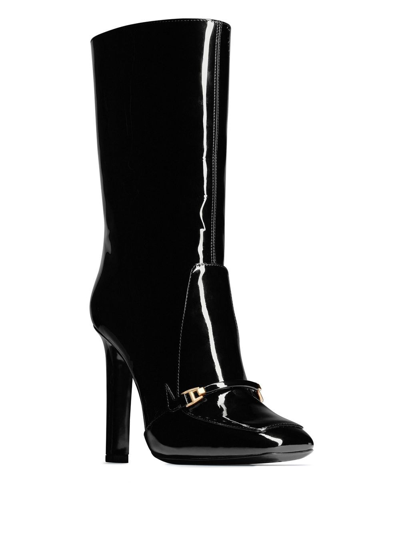 Shop Saint Laurent Lala Square-toe Boots In Black