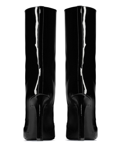 Shop Saint Laurent Lala Square-toe Boots In Black