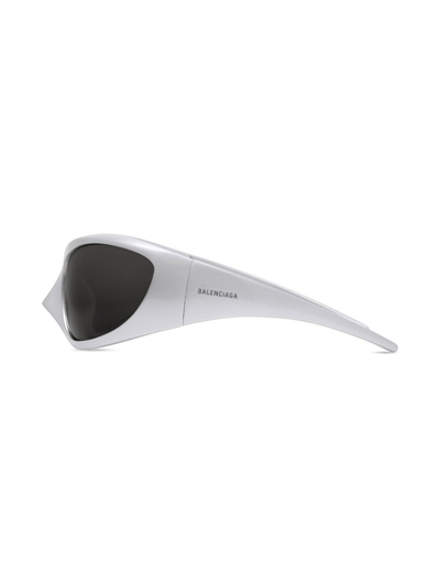 Shop Balenciaga Skin Xxl Cat-eye Sunglasses In Silver