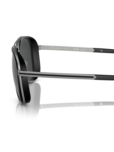 Shop Bvlgari Pilot-frame Sunglasses In Silver