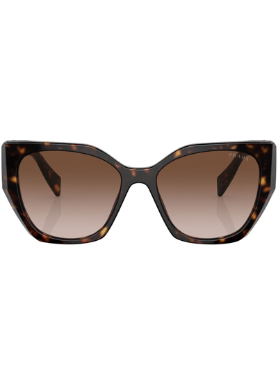 Shop Prada Logo Tortoiseshell-frame Sunglasses In Brown