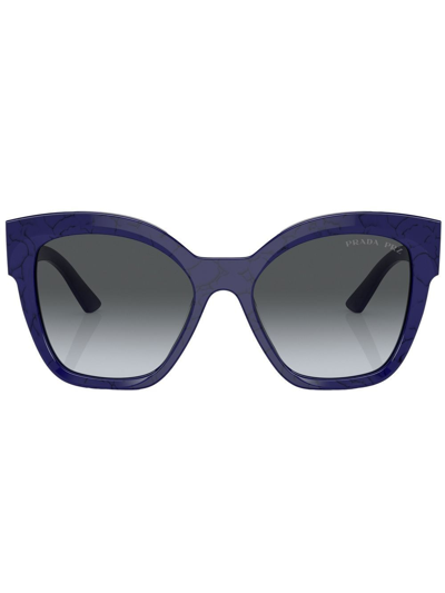 Shop Prada Logo-arm Cat-eye Sunglasses In Blue