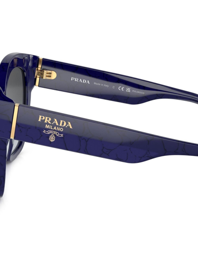 Shop Prada Logo-arm Cat-eye Sunglasses In Blue