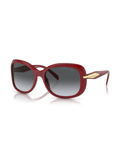 Shop Prada Logo-arm Detail Sunglasses In Red