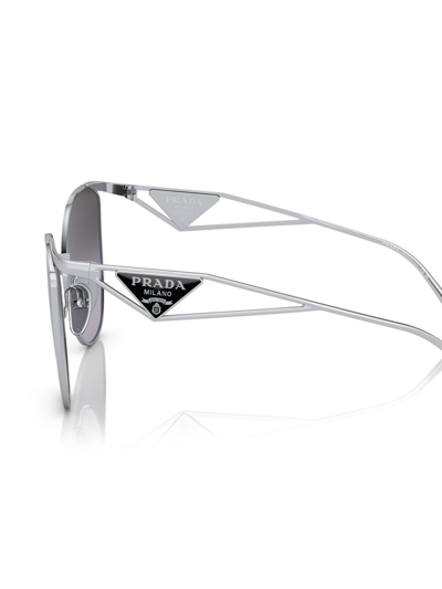Shop Prada Logo Cat-eye Frame Sunglasses In Silver