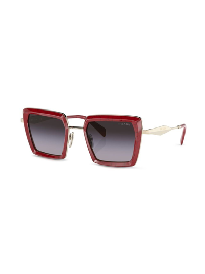 Shop Prada Square-frame Design Sunglasses In Red