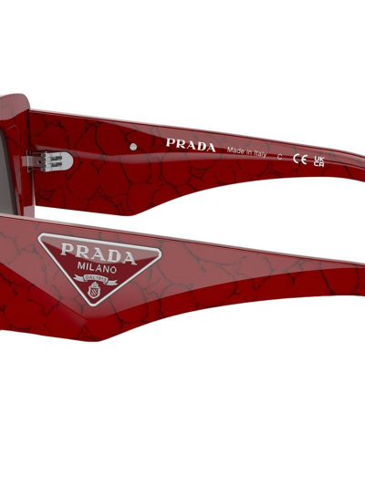 Prada Logo Geometric-frame Sunglasses In Red