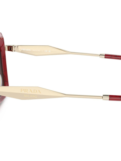 Shop Prada Square-frame Design Sunglasses In Red