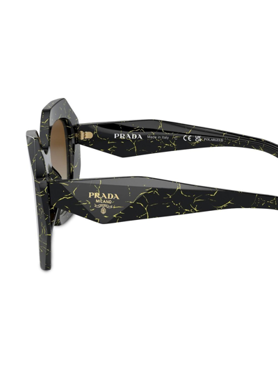 Prada Marble-print Logo Sunglasses In Black