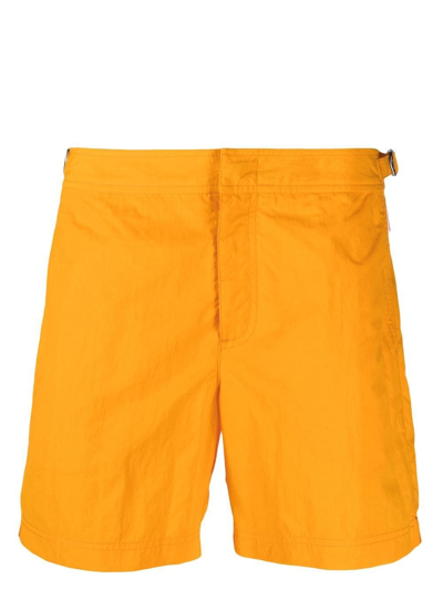 Shop Orlebar Brown Concealed Fastening Swim Shorts In Yellow