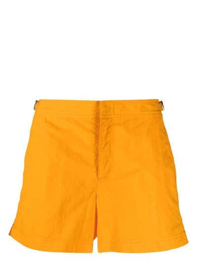 Shop Orlebar Brown Concealed-front Swim Shorts In Yellow