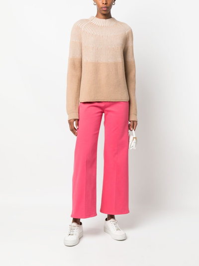 Shop Agnona Colour-block Cashmere Jumper In Neutrals