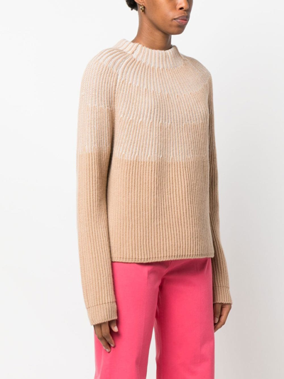 Shop Agnona Colour-block Cashmere Jumper In Neutrals