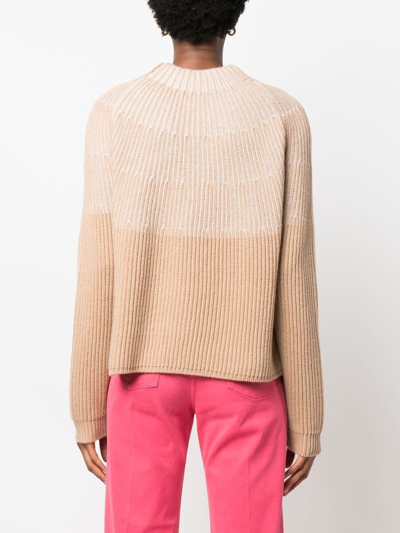 Shop Agnona Colour-block Cashmere Jumper In Neutrals