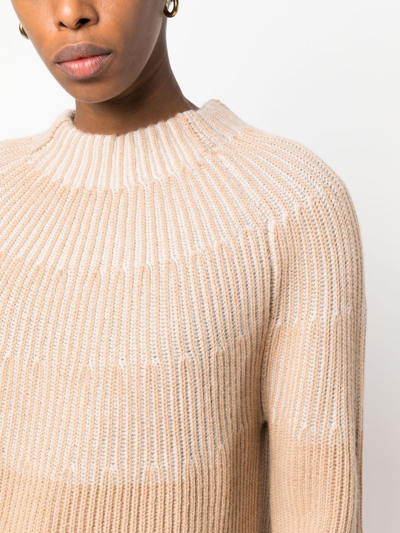 Shop Agnona Colour-block Cashmere Jumper In Neutrals