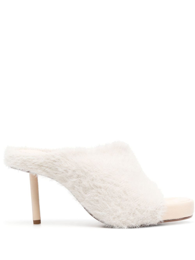 Shop Jacquemus 100mm Knitted Square-toe Mules In Neutrals