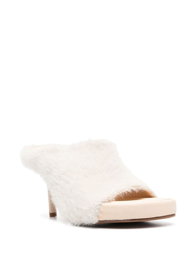 Shop Jacquemus 100mm Knitted Square-toe Mules In Neutrals
