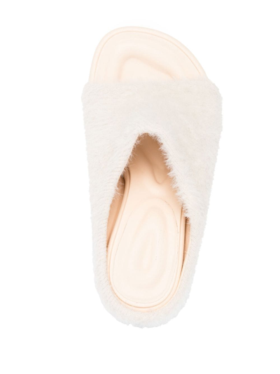 Shop Jacquemus 100mm Knitted Square-toe Mules In Neutrals