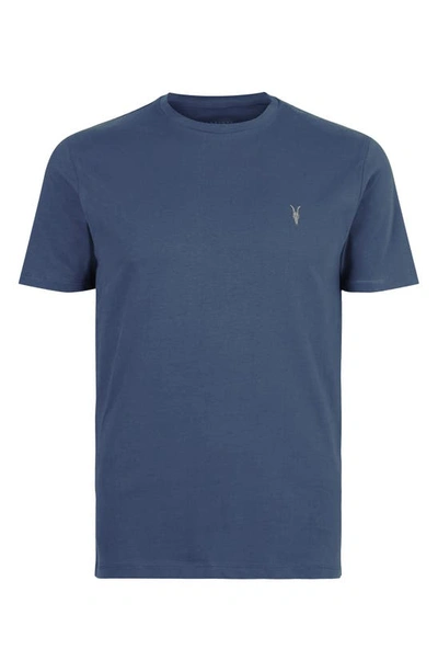 Shop Allsaints Brace Tonic Crewneck T-shirt In Gunmetal Blue