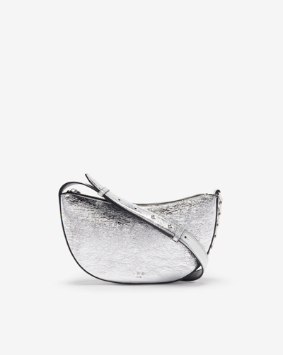 Shop Iro Arcslouch Calfskin Leather Bag With Chain In Silver