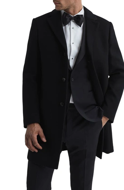 Shop Reiss Gable Wool Blend Overcoat In Black