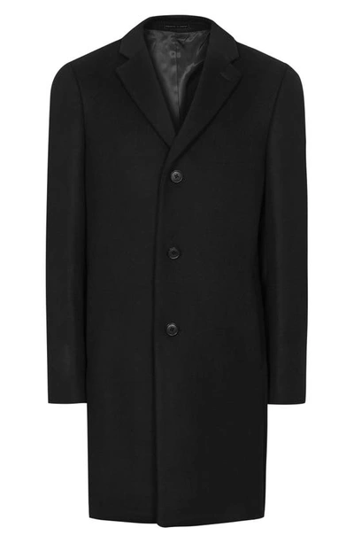 Shop Reiss Gable Wool Blend Overcoat In Black