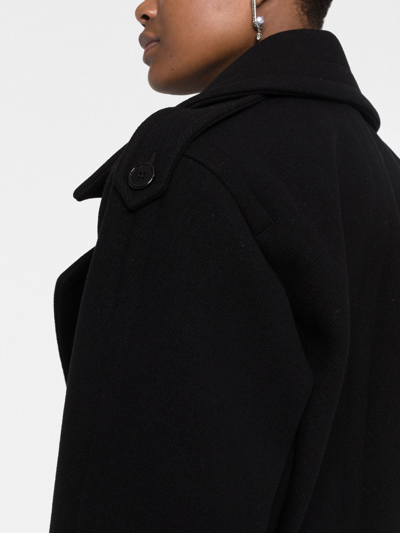 Shop Saint Laurent Belted Single-breasted Coat In Black