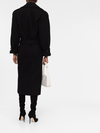 Shop Saint Laurent Belted Single-breasted Coat In Black