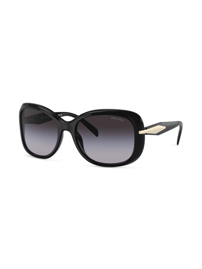 Shop Prada Logo-arm Detail Sunglasses In Schwarz