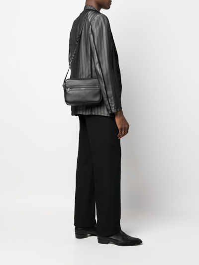 Shop Saint Laurent Logo-detail Leather Shoulder Bag In Black