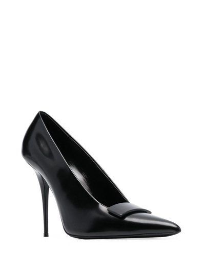 Saint Laurent Pointed-toe Polished-finish Pumps In Black