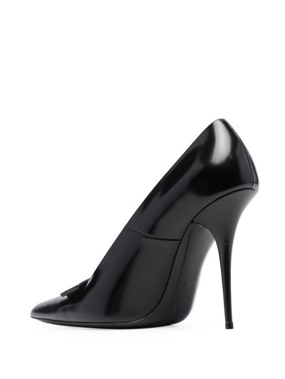 Saint Laurent Pointed-toe Polished-finish Pumps In Black
