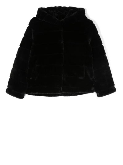 Shop Apparis Teen Faux-fur Hooded Coat In Black