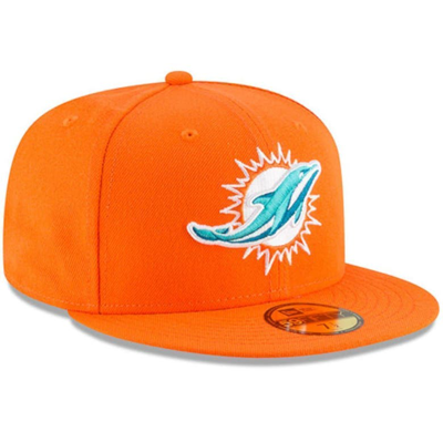 Shop New Era Orange Miami Dolphins Omaha 59fifty Fitted Hat