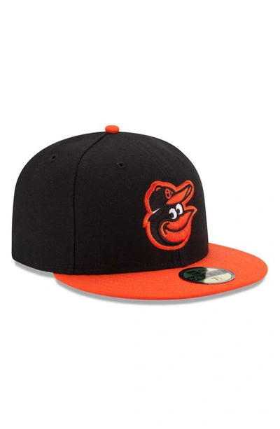 Shop New Era Black/orange Baltimore Orioles Road Authentic Collection On-field 59fifty Fitted Hat