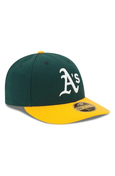 Shop New Era Green/yellow Oakland Athletics Home Authentic Collection On-field Low Profile 59fifty Fitted
