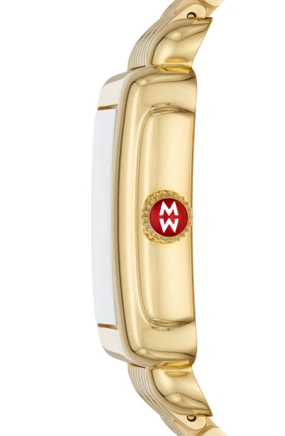 Shop Michele Deco Mid Diamond Dial Bracelet Watch, 29mm In Gold/ White