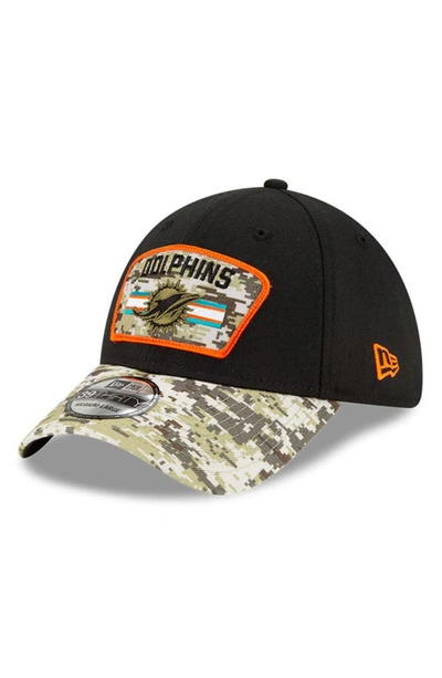 New Era Men's Black/Camo Miami Dolphins 2021 Salute to Service 39THIRTY Flex Hat