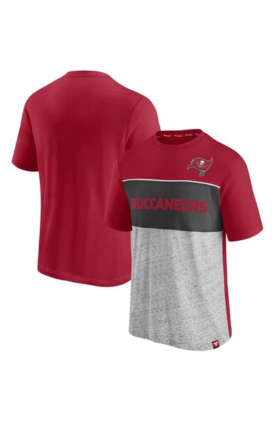 Shop Fanatics Branded Red/heathered Gray Tampa Bay Buccaneers Colorblock T-shirt