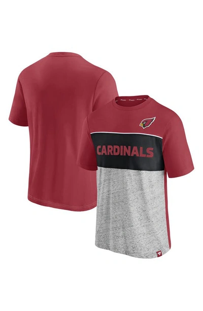 Fanatics Branded Cardinal/heathered Gray Arizona Cardinals Colorblock T-shirt In Cardinal