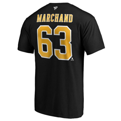 Shop Fanatics Branded Brad Marchand Black Boston Bruins Team Authentic Stack Name & Number T-shirt