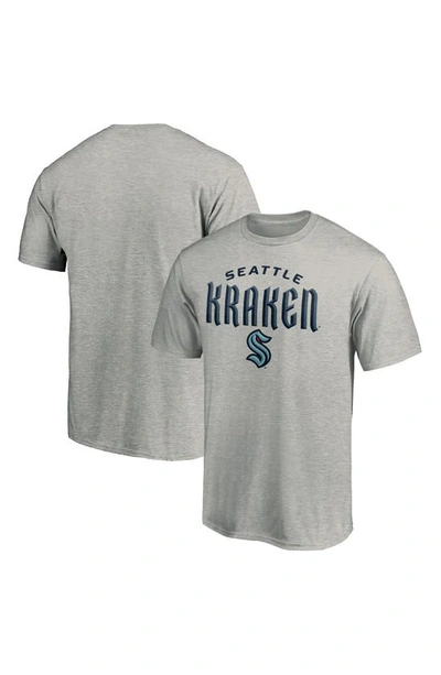 Men's Seattle Kraken Fanatics Branded Heather Gray Team Lockup T-Shirt